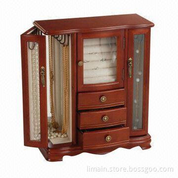 Wooden Jewelry Box with European Beech, Available in Light Cherry Color/Sized 13 x 5 1/4 x 11 Inches